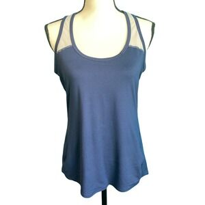 Athleta Navy Blue White Mesh Active Racerback Tank Top Women's Medium